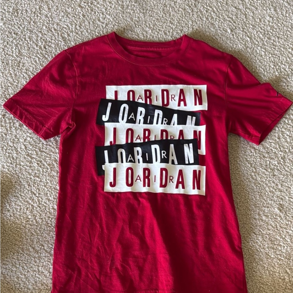 Air Jordan Red and Black Short Sleeve Tee
